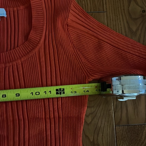Women’s Currants orange 3 quarter length ribbed sweater XL - Picture 5 of 8